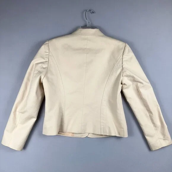 Calvin Klein Blazer Coat Womens Size 10 Stretch Single Breasted Beige Cream - Picture 2 of 10